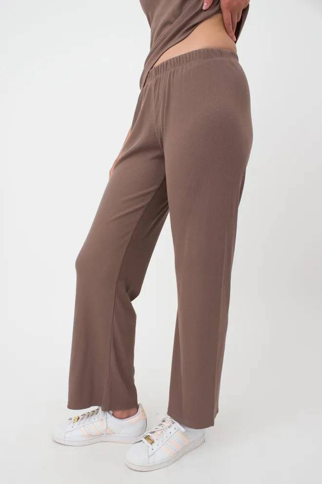 Штани жіночі в рубчик RIB 4307/010 Giulia (beige), коричневий