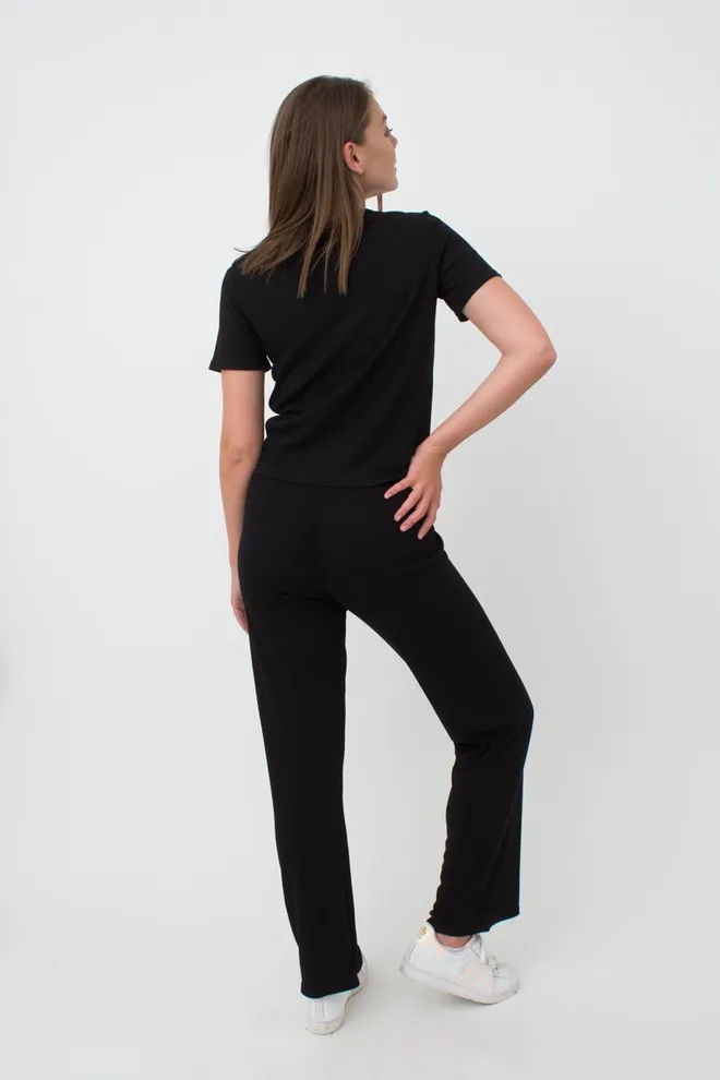 Штани жіночі в рубчик RIB 4307/010 Giulia (black), чорний