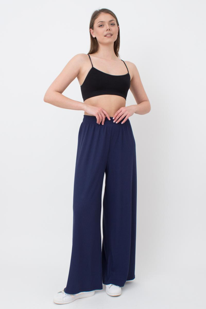 Широкі штани в підлогу Rib casual 4314/010 Giulia (navy)