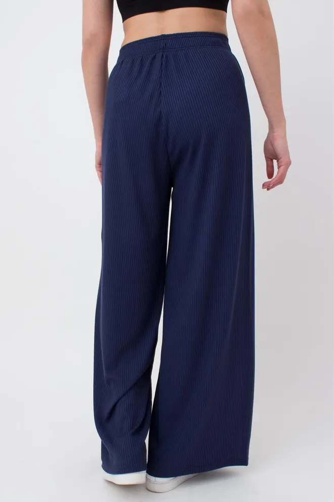 Широкие штаны в пол Rib casual 4314/010 Giulia (navy)
