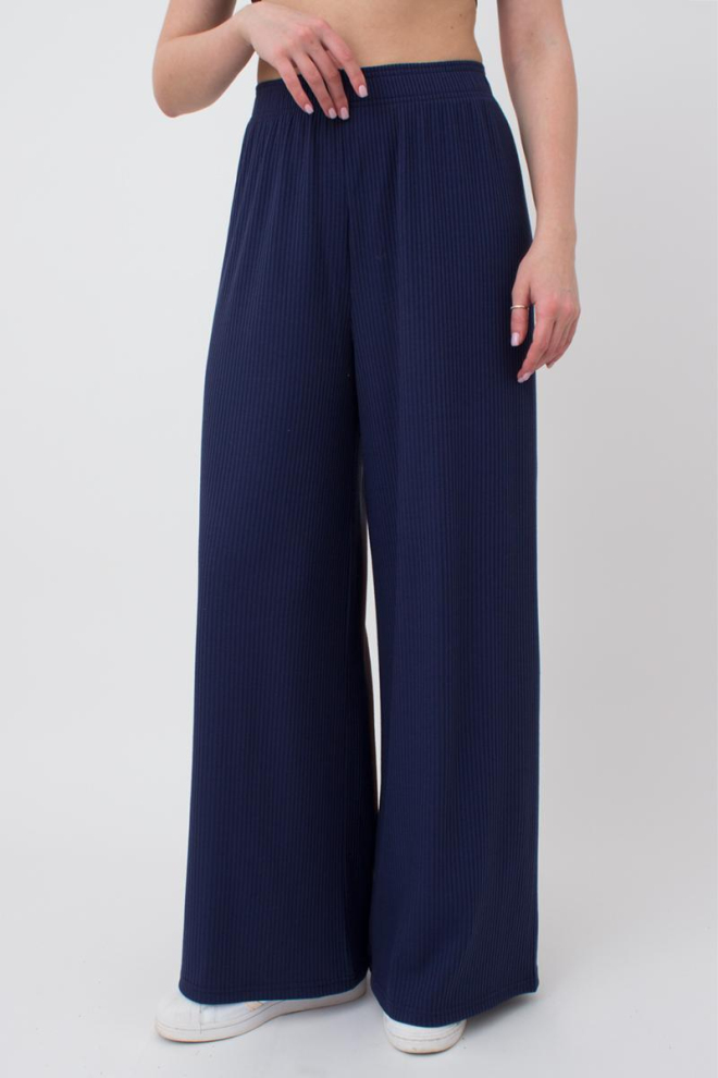 Широкі штани в підлогу Rib casual 4314/010 Giulia (navy)