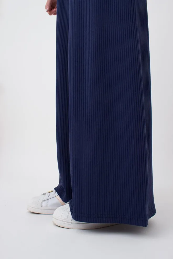 Широкие штаны в пол Rib casual 4314/010 Giulia (navy)