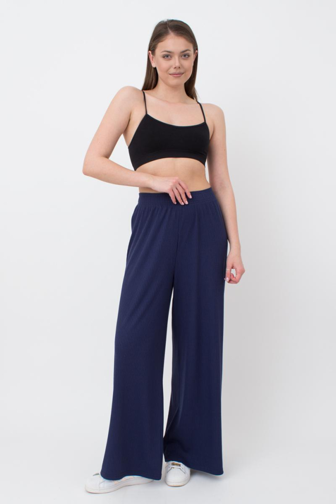 Широкі штани в підлогу Rib casual 4314/010 Giulia (navy)