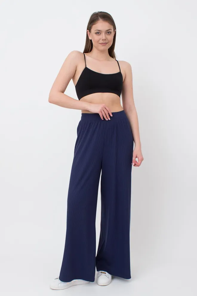 Широкие штаны в пол Rib casual 4314/010 Giulia (navy)