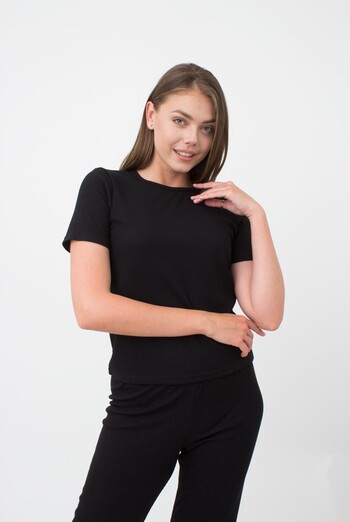 Футболка жіноча в рубчик Rib 4804/010 Giulia (black), чорний