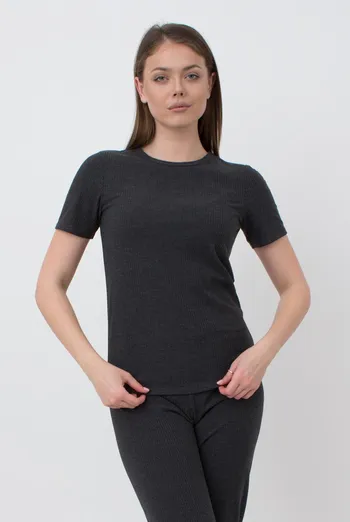 Футболка женская в рубчик RIB 4804/010 Giulia (dark grey), серый