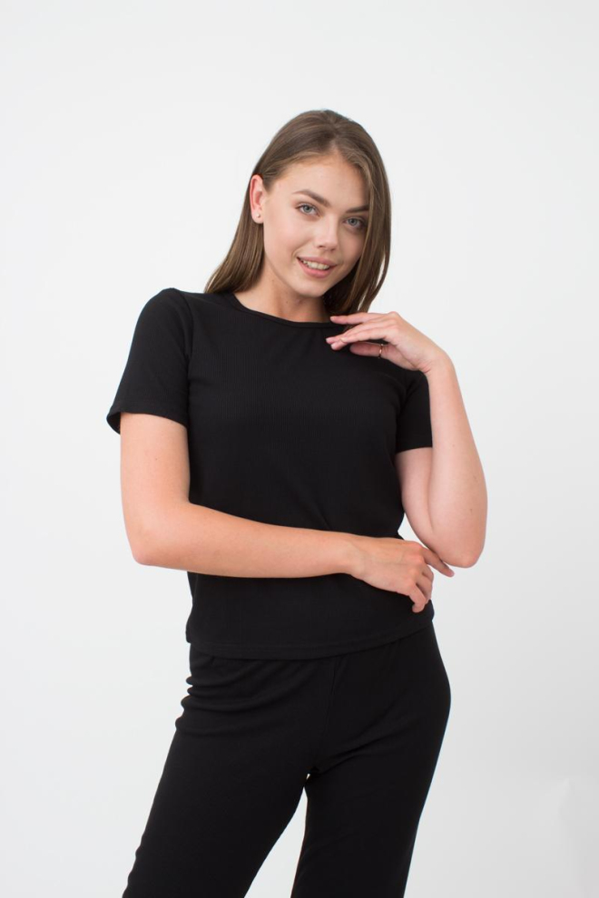 Футболка жіноча в рубчик Rib 4804/010 Giulia (black), чорний