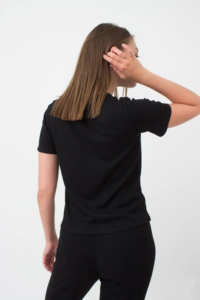 Футболка жіноча в рубчик Rib 4804/010 Giulia (black), чорний