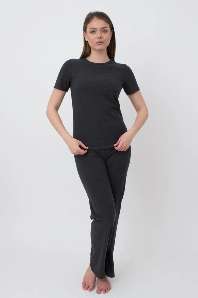 Футболка жіноча в рубчик RIB 4804/010 Giulia (dark grey), сірий