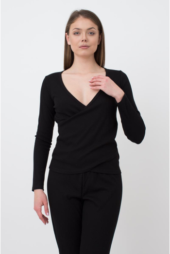 Кофта із запахом у рубчик Rib 4906/010 Giulia (black)