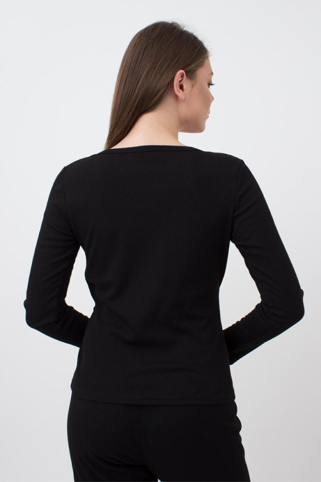 Кофта із запахом у рубчик Rib 4906/010 Giulia (black)