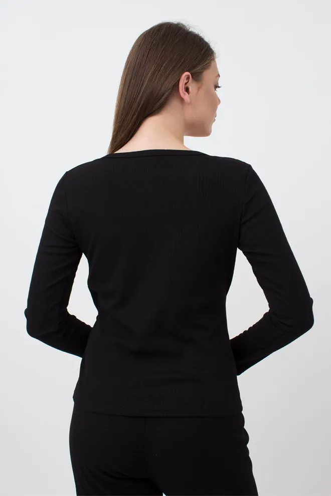 Кофта на запах в рубчик Rib 4906/010 Giulia (black)