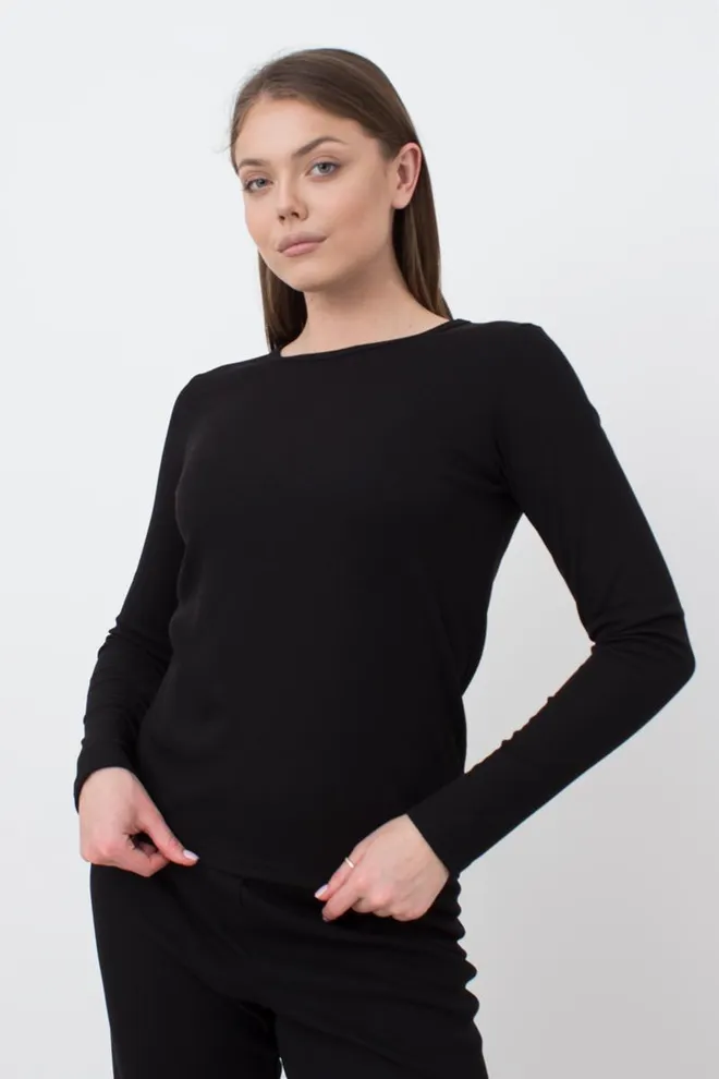 Лонгслів у рубчик Rib 4907/010 Giulia (black)