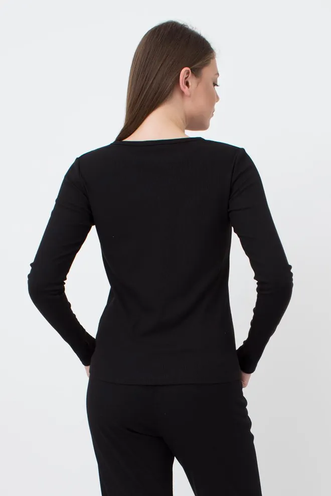Лонгслів у рубчик Rib 4907/010 Giulia (black)