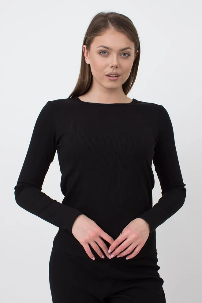 Лонгслів у рубчик Rib 4907/010 Giulia (black)