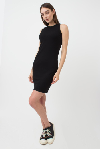 Сукня в рубчик на широких бретелях Rib 8701/010 Giulia (black)