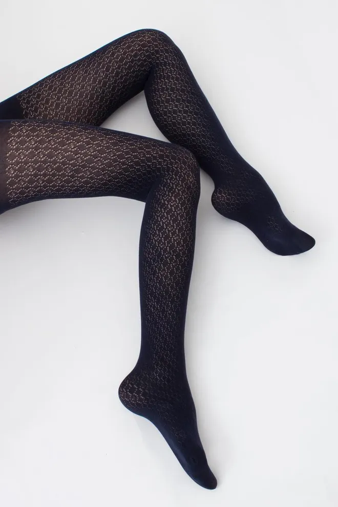 Теплые хлопковые колготки с рисунком Rio 150 den model 9 Giulia (navy)