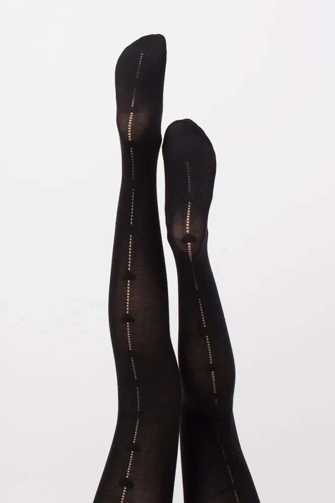 Теплые хлопковые колготки с сердцами и перфорацией Rio love 150 den model 1 Giulia (nero)