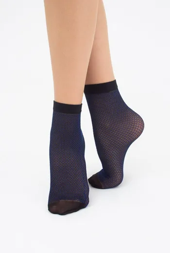 Шкарпетки жіночі короткі в сітку RN-04 Giulia (nero/blue) Шкарпетки жіночі короткі в сітку RN-04 Giulia (nero/blue)
