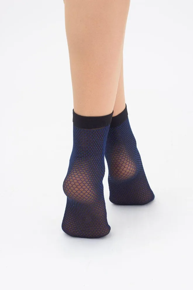 Носки женские короткие в сетку RN-04 Giulia (nero/blue)