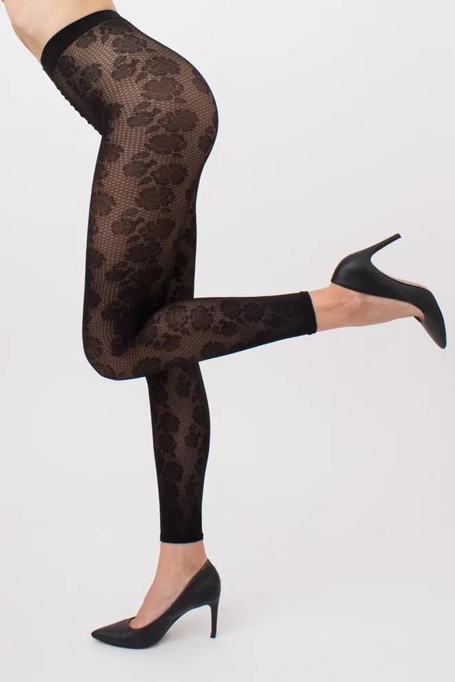 Капронові легінси з мереживним малюнком Rosebud leggings 40 den Giulia (nero)