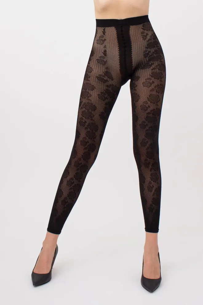 Капронові легінси з мереживним малюнком Rosebud leggings 40 den Giulia (nero)