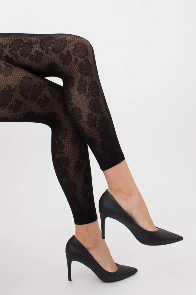 Капронові легінси з мереживним малюнком Rosebud leggings 40 den Giulia (nero)