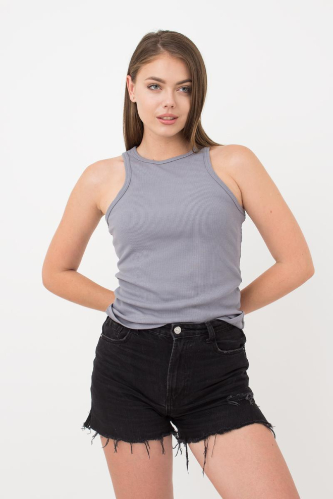 Майка жіноча в рубчик на широких бретелях Rib casual 3811/010 Giulia (grey)