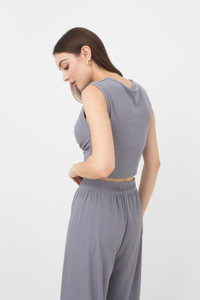 Топ в рубчик з переплетом Rib casual 4104/010 Giulia (grey)
