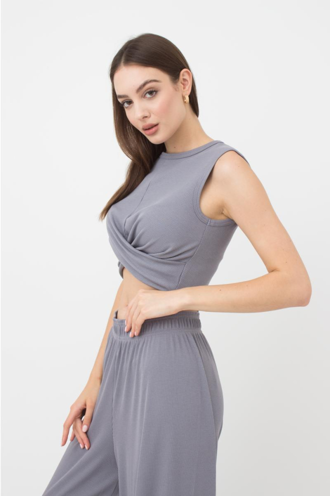Топ в рубчик з переплетом Rib casual 4104/010 Giulia (grey)