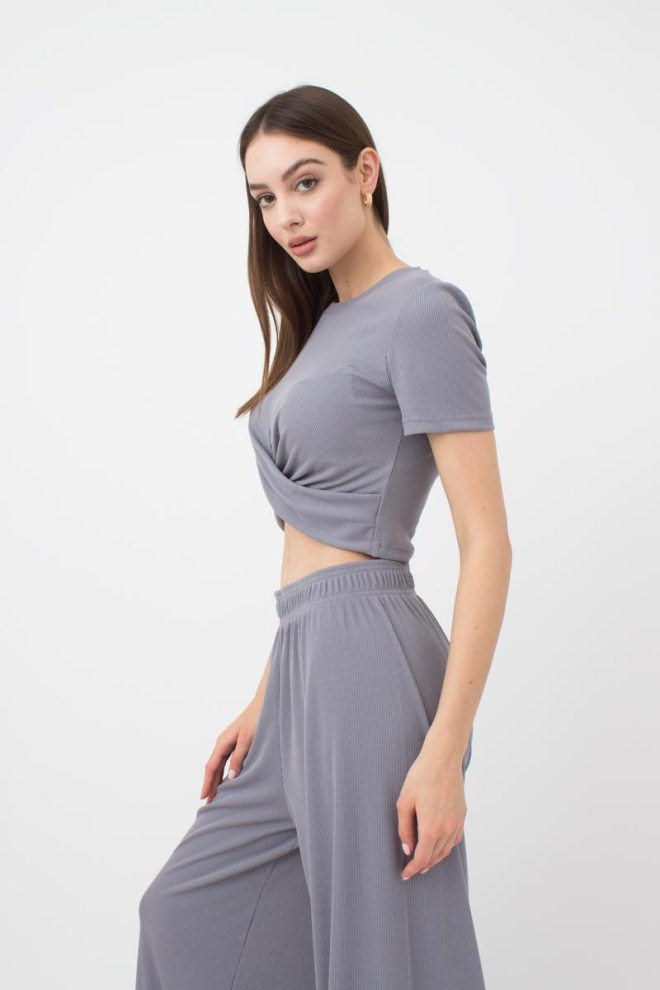 Топ в рубчик з переплетом Rib casual 4105/010 Giulia (grey)