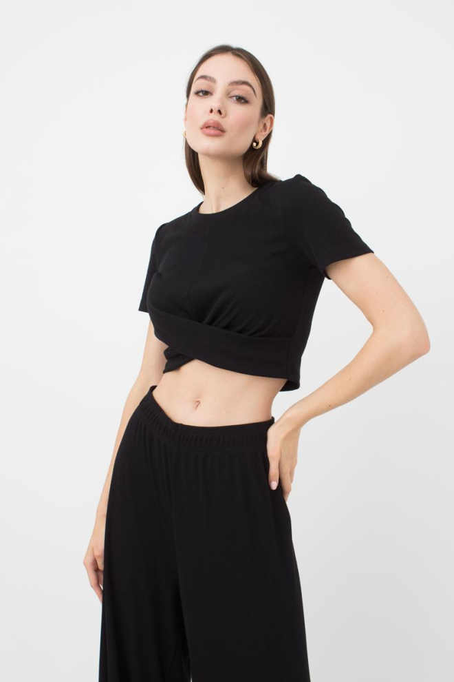 Топ в рубчик з переплетом Rib casual 4105/010 Giulia (black)