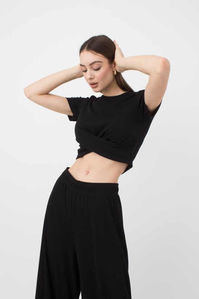 Топ в рубчик з переплетом Rib casual 4105/010 Giulia (black)