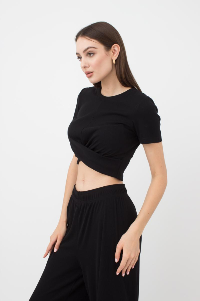 Топ в рубчик з переплетом Rib casual 4105/010 Giulia (black)