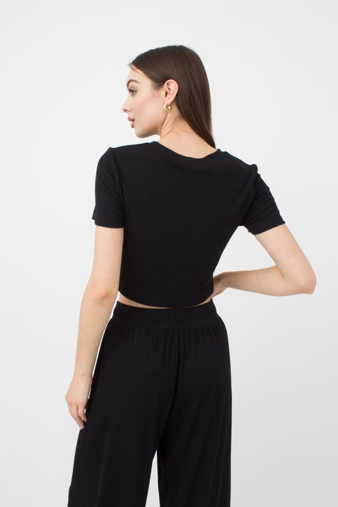Топ в рубчик з переплетом Rib casual 4105/010 Giulia (black)