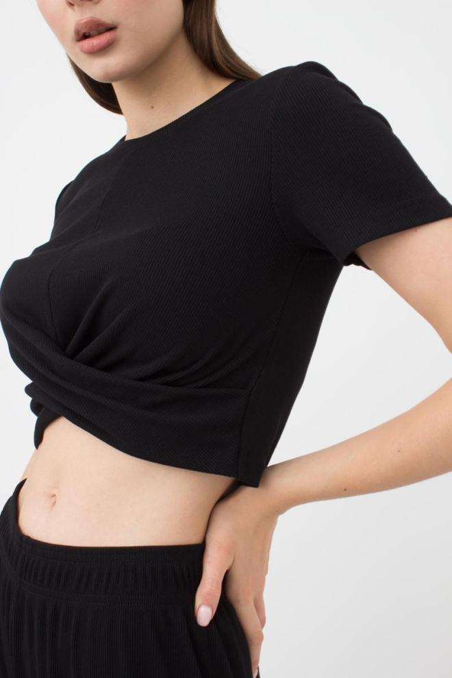 Топ в рубчик з переплетом Rib casual 4105/010 Giulia (black)