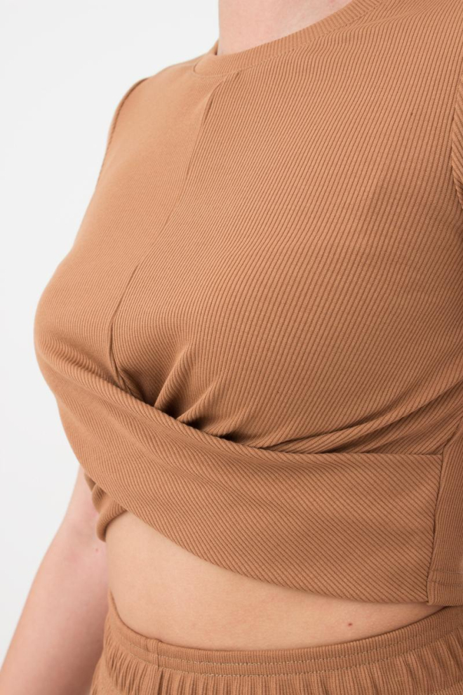 Топ в рубчик з переплетом Rib casual 4105/010 Giulia (cappuccino)