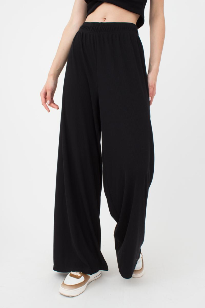 Широкі штани в підлогу Rib casual 4314/010 Giulia (black)