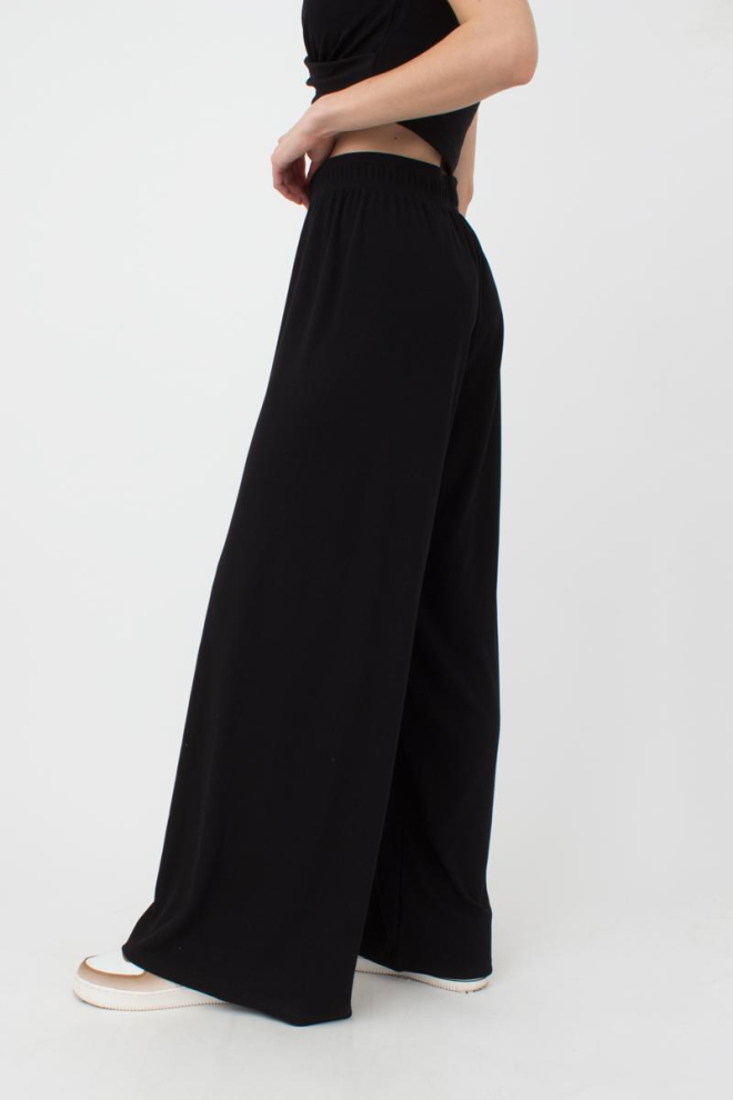 Широкі штани в підлогу Rib casual 4314/010 Giulia (black)