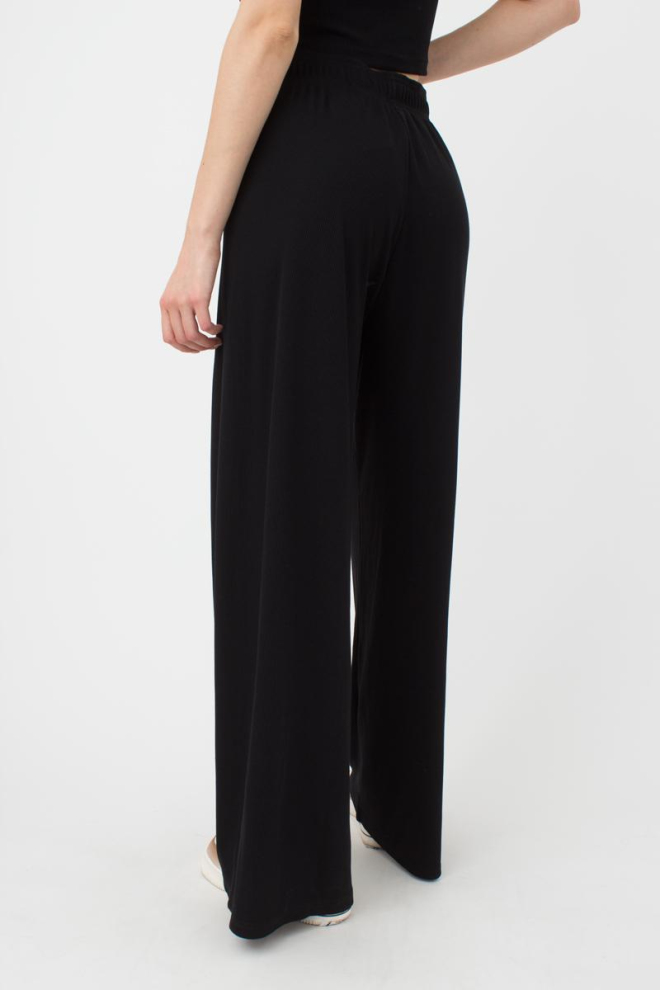 Широкі штани в підлогу Rib casual 4314/010 Giulia (black)