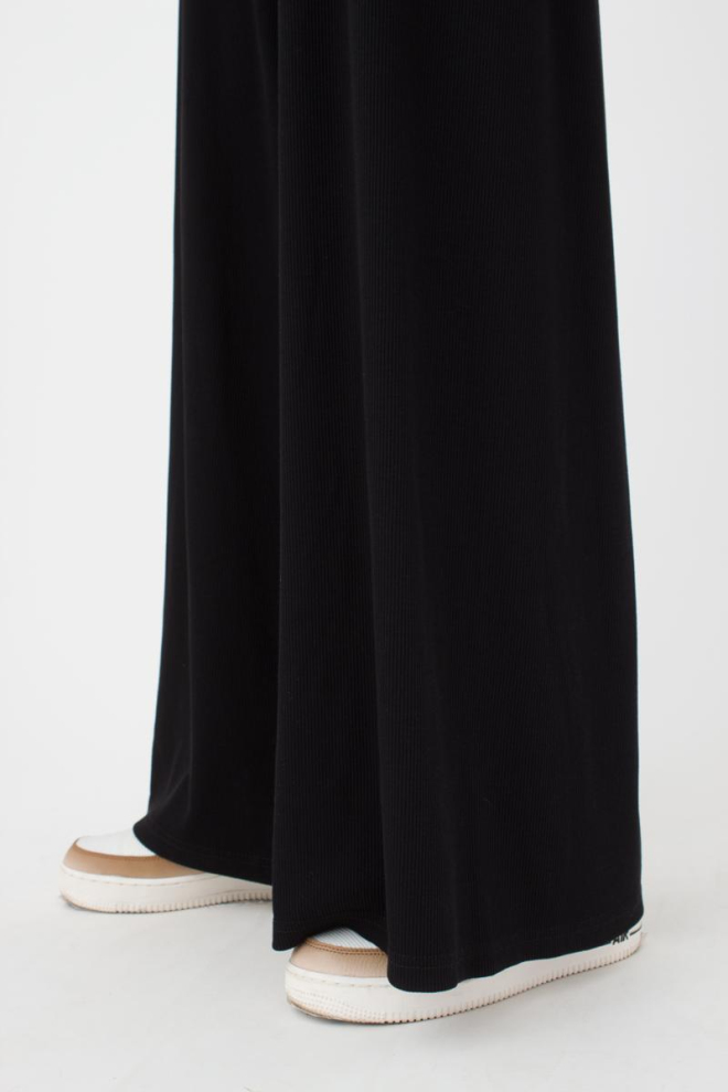 Широкі штани в підлогу Rib casual 4314/010 Giulia (black)