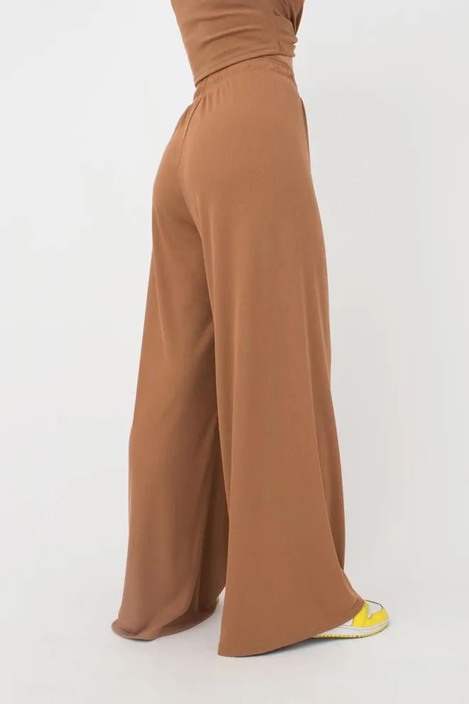 Широкие штаны в пол Rib casual 4314/010 Giulia (cappuccino)