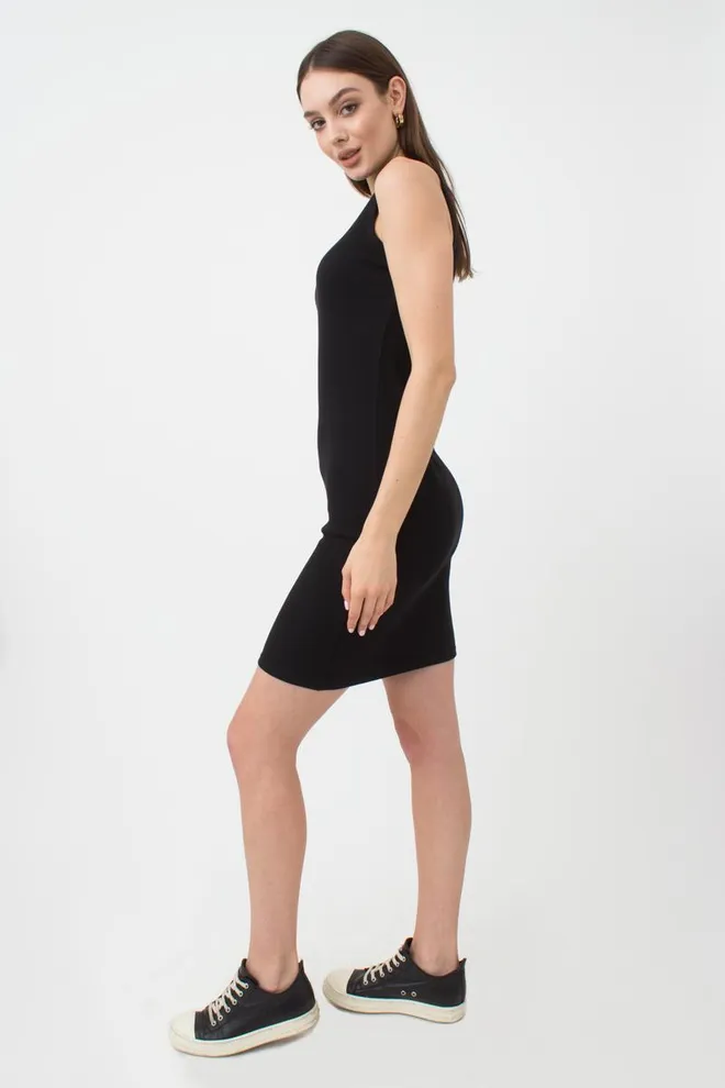 Сукня в рубчик на широких бретелях Rib 8701/010 Giulia (black)