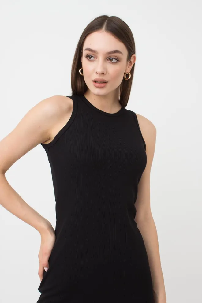 Сукня в рубчик на широких бретелях Rib 8701/010 Giulia (black)
