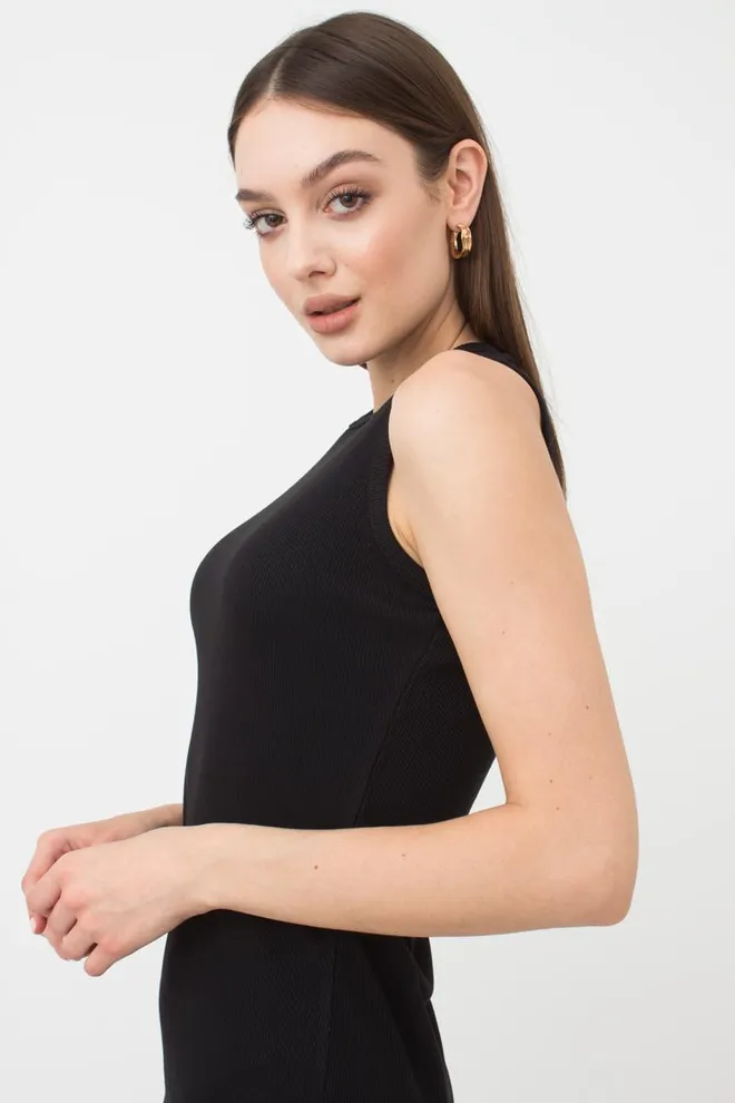 Сукня в рубчик на широких бретелях Rib 8701/010 Giulia (black)