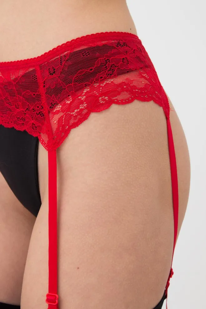Мереживний пояс для панчіх ROSA 3002/31 Giulia (red), червоний