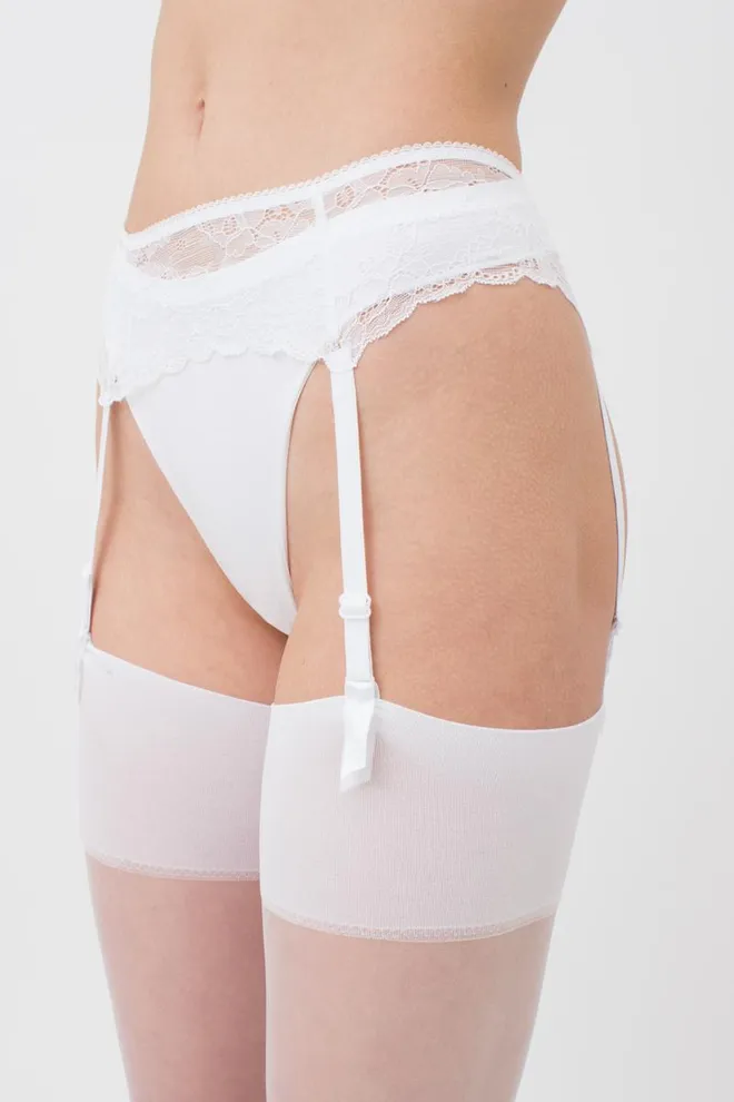 Мереживний пояс для панчіх ROSA 3002/31 Giulia (white), білий