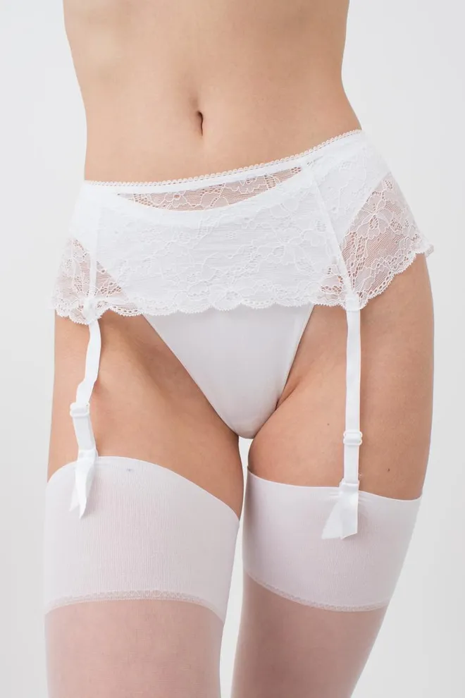 Мереживний пояс для панчіх Rosa 3004/32 Giulia (white)