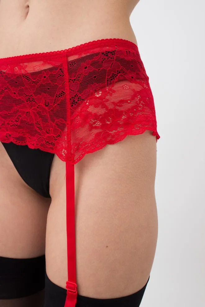 Мереживний пояс для панчіх Rosa 3004/32 Giulia (red)