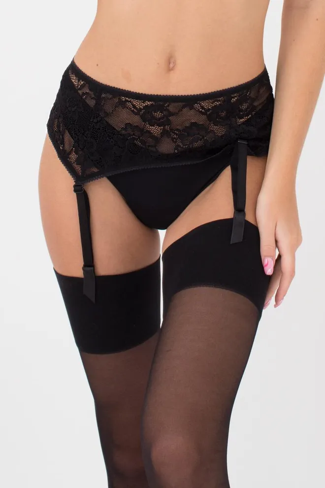 Мереживний пояс для панчіх Rosa 3005/31 Giulia (black)